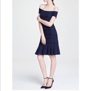 EUC Rebecca Taylor Off shoulder dress in Navy
